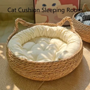 Luna Cat Woven Basket Bed Base